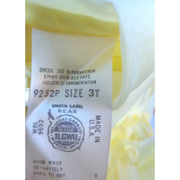 Vintage Jack Spiro Girls Butter Yellow Ruffle Party Dress Size 3T New - Picture 2 of 8